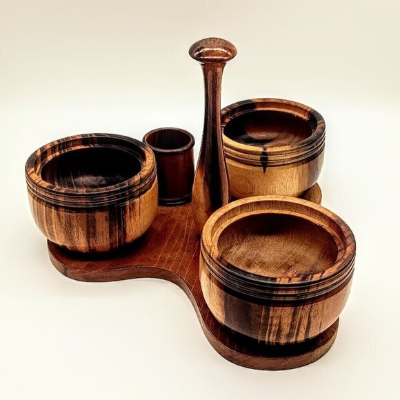 Vintage Handmade Wood Serving Bowl Tray - Picture 2 of 5